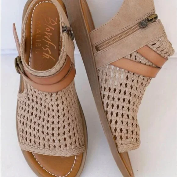 NIB Blowfish Woven Gladiator Flat Sandals Size 7.5 - Picture 1 of 3